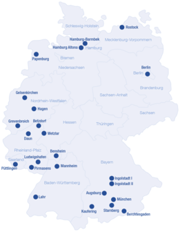 Carte présentant tous les centres de dialyse NephroCare en Allemagne